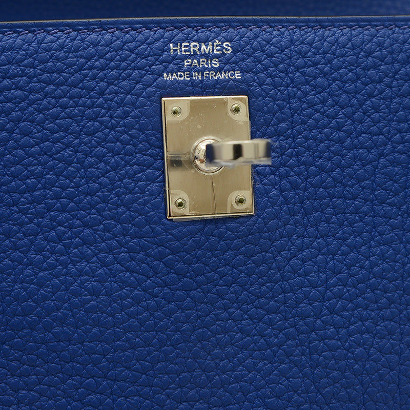 ケリー25 内縫い トゴ ブルーロワイヤル シルバー金具 U刻印 ハンドバッグ