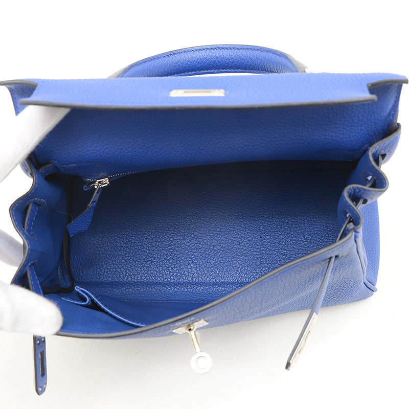 ケリー25 内縫い トゴ ブルーロワイヤル シルバー金具 U刻印 ハンドバッグ