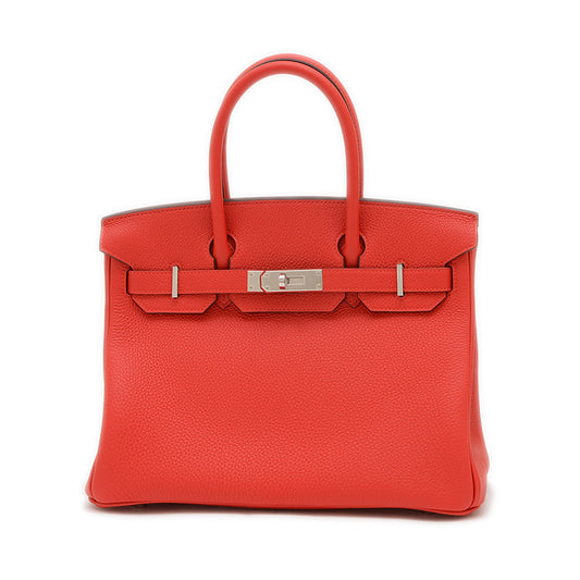 バーキン30 トゴ ルージュラデュー シルバー金具 K刻印 ハンドバッグ