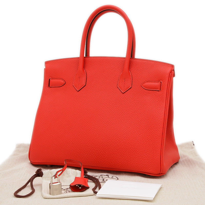 バーキン30 トゴ ルージュラデュー シルバー金具 K刻印 ハンドバッグ