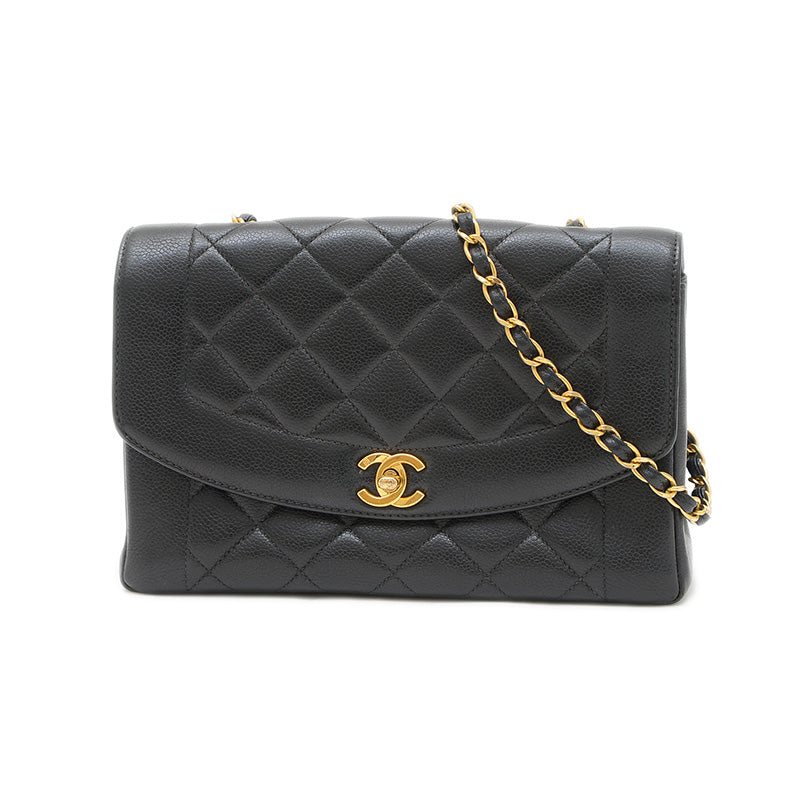 ダイアナ チェーンショルダー キャビアスキン ブラック A01165 ショルダーバッグ