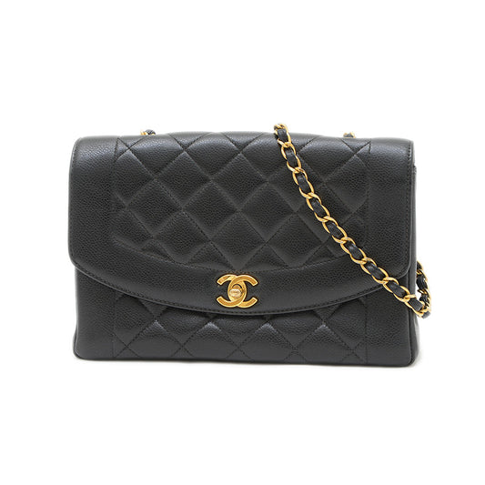 ダイアナ チェーンショルダー キャビアスキン ブラック A01165 ショルダーバッグ