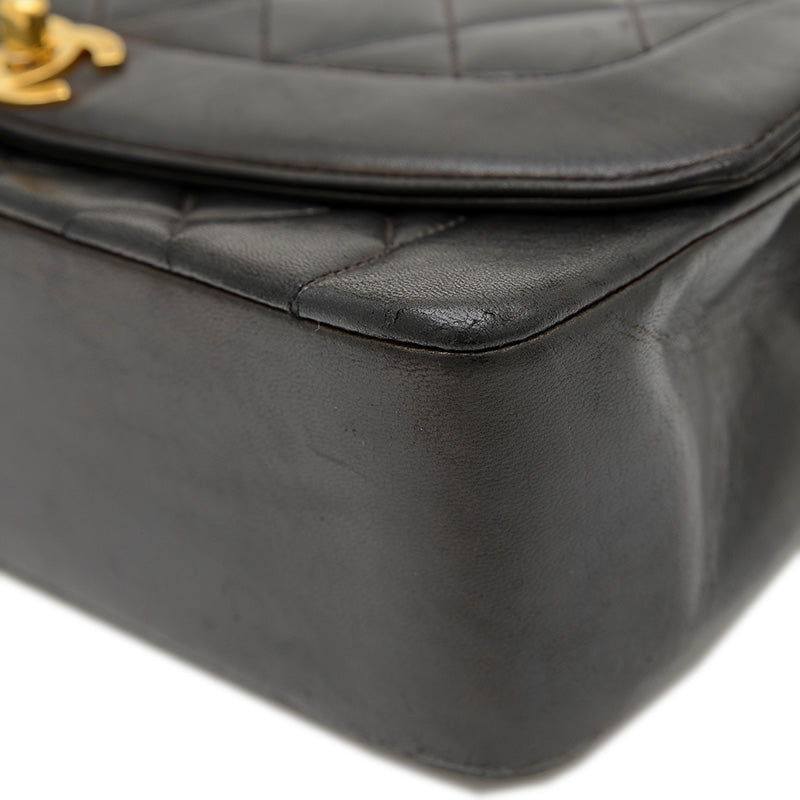 ダイアナ シングルチェーンショルダー ラムスキン ブラック ゴールド金具 A01165 ショルダーバッグ