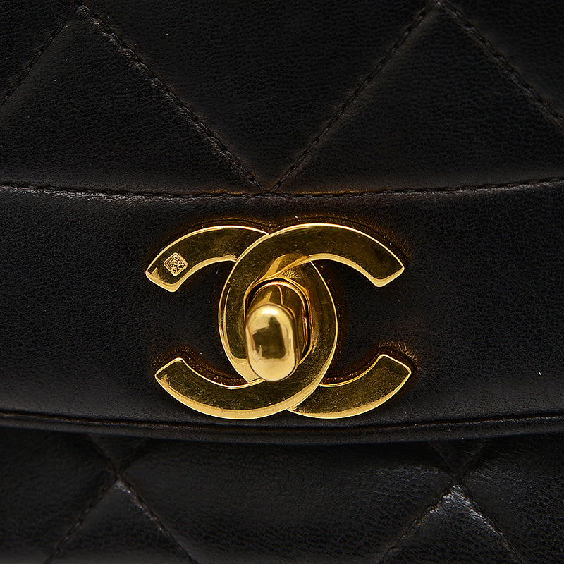 ダイアナ シングルチェーンショルダー ラムスキン ブラック ゴールド金具 A01165 ショルダーバッグ