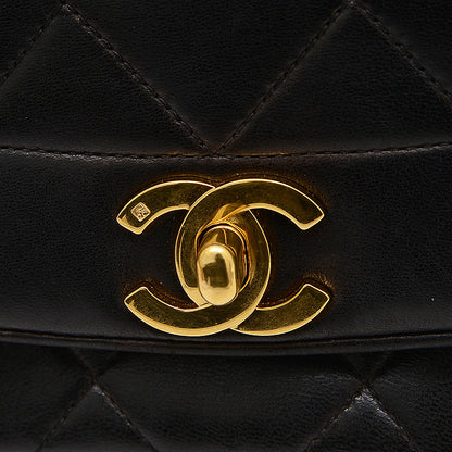 ダイアナ シングルチェーンショルダー ラムスキン ブラック ゴールド金具 A01165 ショルダーバッグ