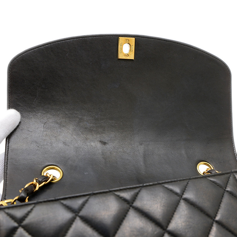 ダイアナ シングルチェーンショルダー ラムスキン ブラック ゴールド金具 A01165 ショルダーバッグ