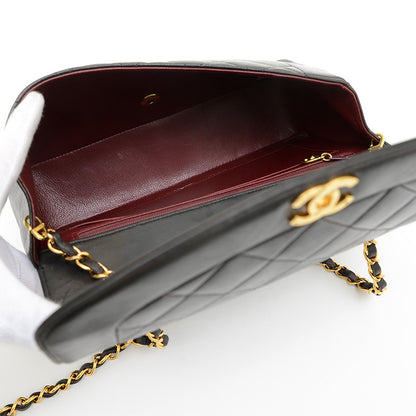 ダイアナ シングルチェーンショルダー ラムスキン ブラック ゴールド金具 A01165 ショルダーバッグ