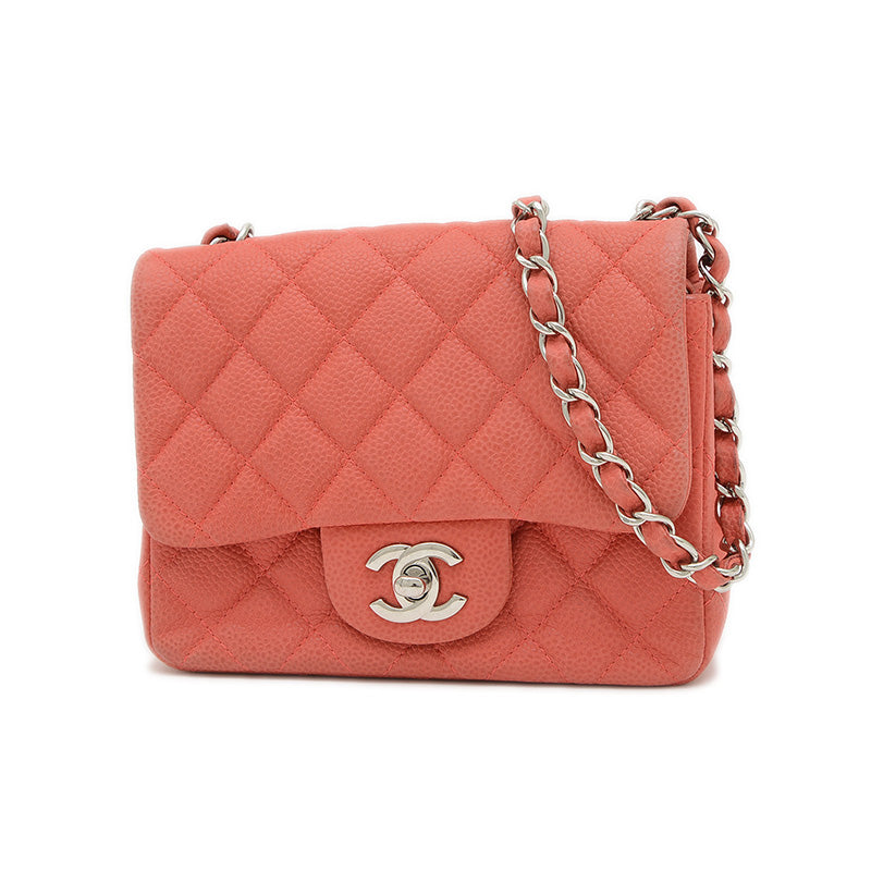 ミニマトラッセ 18 チェーンショルダー ソフトキャビア レッド シルバー金具 ショルダーバッグ