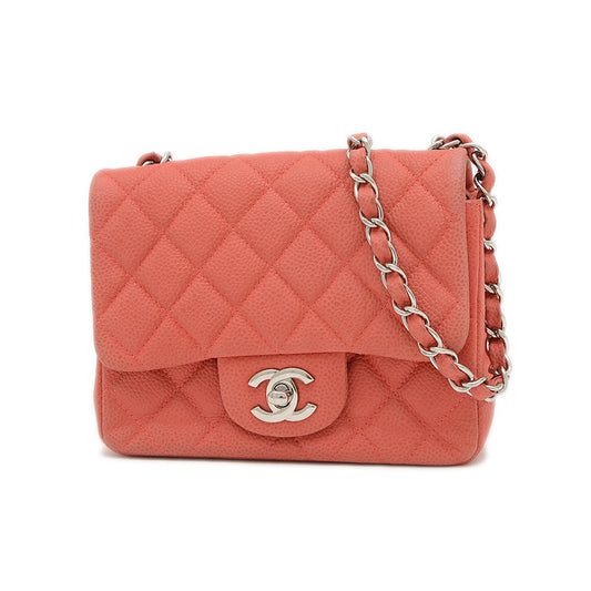 ミニマトラッセ 18 チェーンショルダー ソフトキャビア レッド シルバー金具 ショルダーバッグ