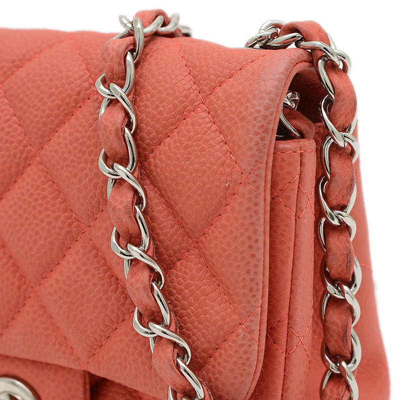 ミニマトラッセ 18 チェーンショルダー ソフトキャビア レッド シルバー金具 ショルダーバッグ