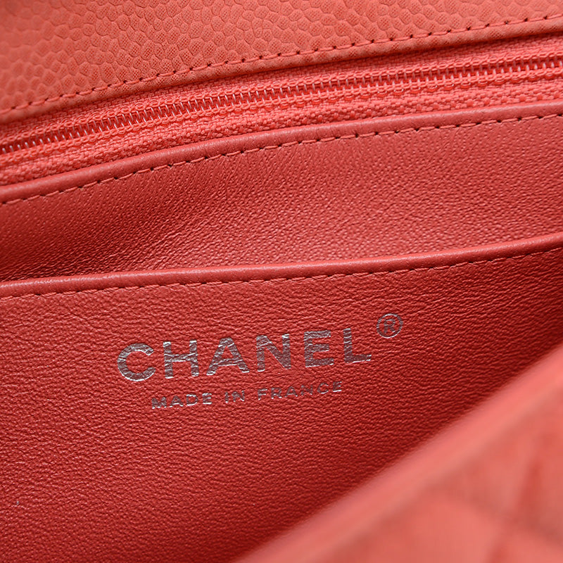 ミニマトラッセ 18 チェーンショルダー ソフトキャビア レッド シルバー金具 ショルダーバッグ