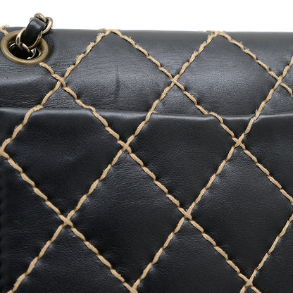 マトラッセ ワイルドステッチ チェーンショルダー レザー ブラック シルバー金具 ショルダーバッグ