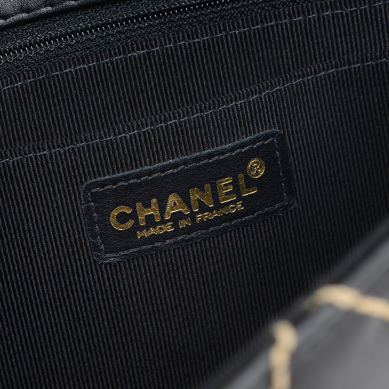 マトラッセ ワイルドステッチ チェーンショルダー レザー ブラック シルバー金具 ショルダーバッグ