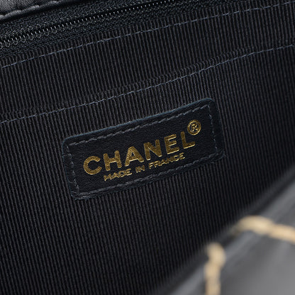 マトラッセ ワイルドステッチ チェーンショルダー レザー ブラック シルバー金具 ショルダーバッグ