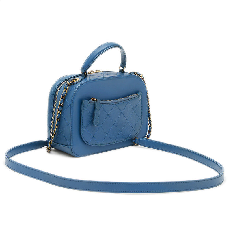 ココマーク 2WAYチェーンショルダー カーフスキン ブルー ゴールド金具 A93464 ショルダーバッグ