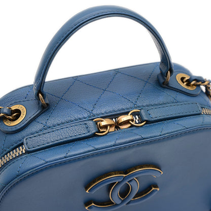 ココマーク 2WAYチェーンショルダー カーフスキン ブルー ゴールド金具 A93464 ショルダーバッグ