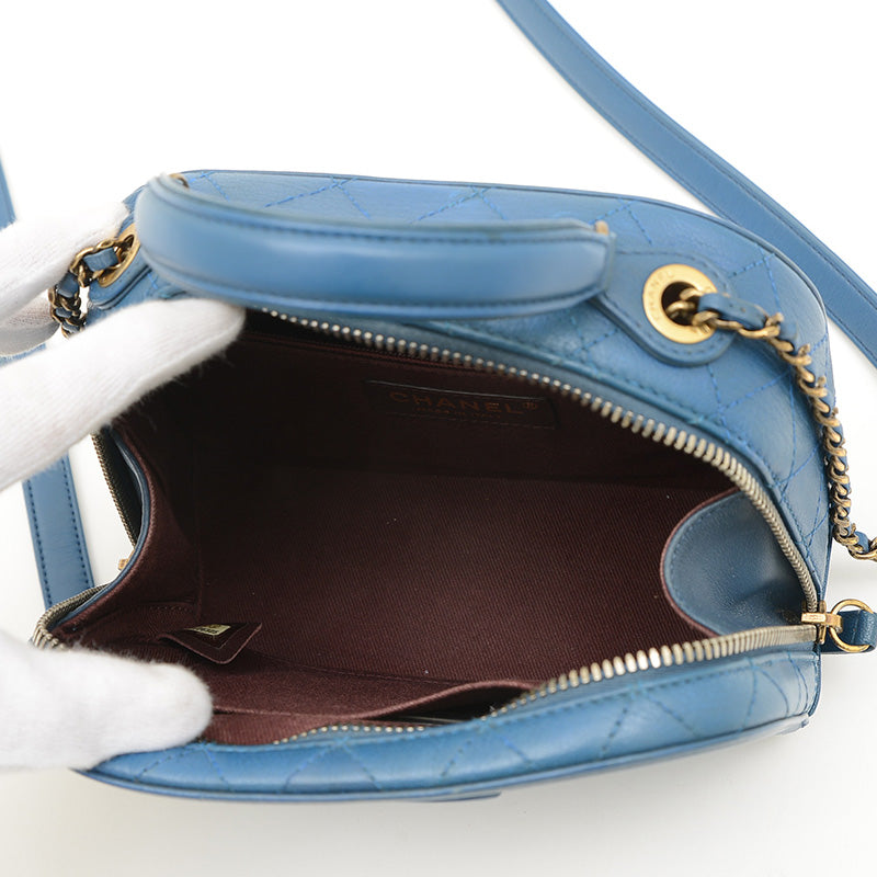 ココマーク 2WAYチェーンショルダー カーフスキン ブルー ゴールド金具 A93464 ショルダーバッグ