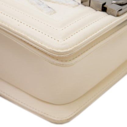 ボーイシャネル チェーンショルダー レザー/キャンバス ホワイト AS3018 ショルダーバッグ