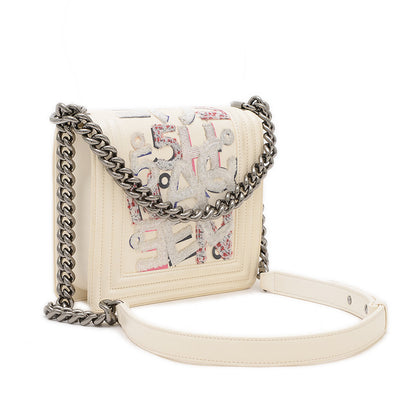 ボーイシャネル チェーンショルダー レザー/キャンバス ホワイト AS3018 ショルダーバッグ