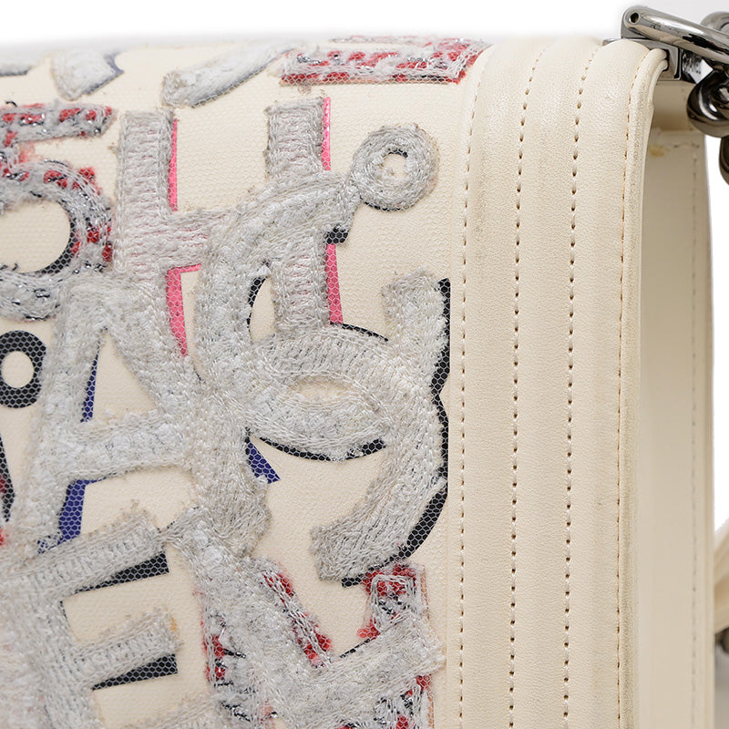 ボーイシャネル チェーンショルダー レザー/キャンバス ホワイト AS3018 ショルダーバッグ