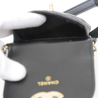 マトラッセ チェーンフォンケース ラムスキン ブラック ゴールド金具 ショルダーバッグ