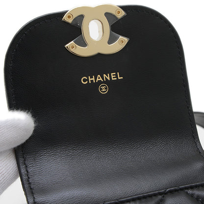 マトラッセ チェーンフォンケース ラムスキン ブラック ゴールド金具 ショルダーバッグ