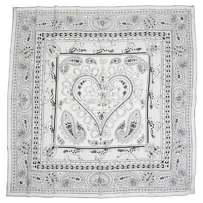 カレ140 カレジェアン ショール シュヴァル ドゥ クール バンダナ ブラン/ブラック スカーフ