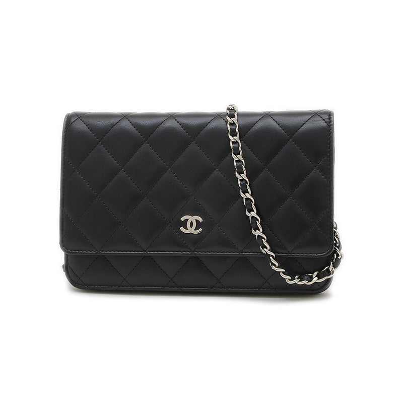 マトラッセ チェーンウォレット ラムスキン ブラック シルバー金具 A33814 ショルダーバッグ