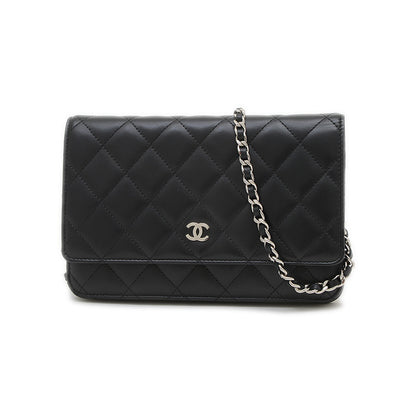 マトラッセ チェーンウォレット ラムスキン ブラック シルバー金具 A33814 ショルダーバッグ