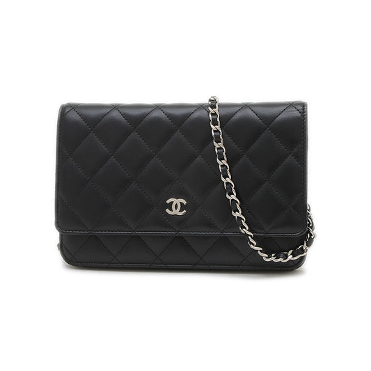 マトラッセ チェーンウォレット ラムスキン ブラック シルバー金具 A33814 ショルダーバッグ