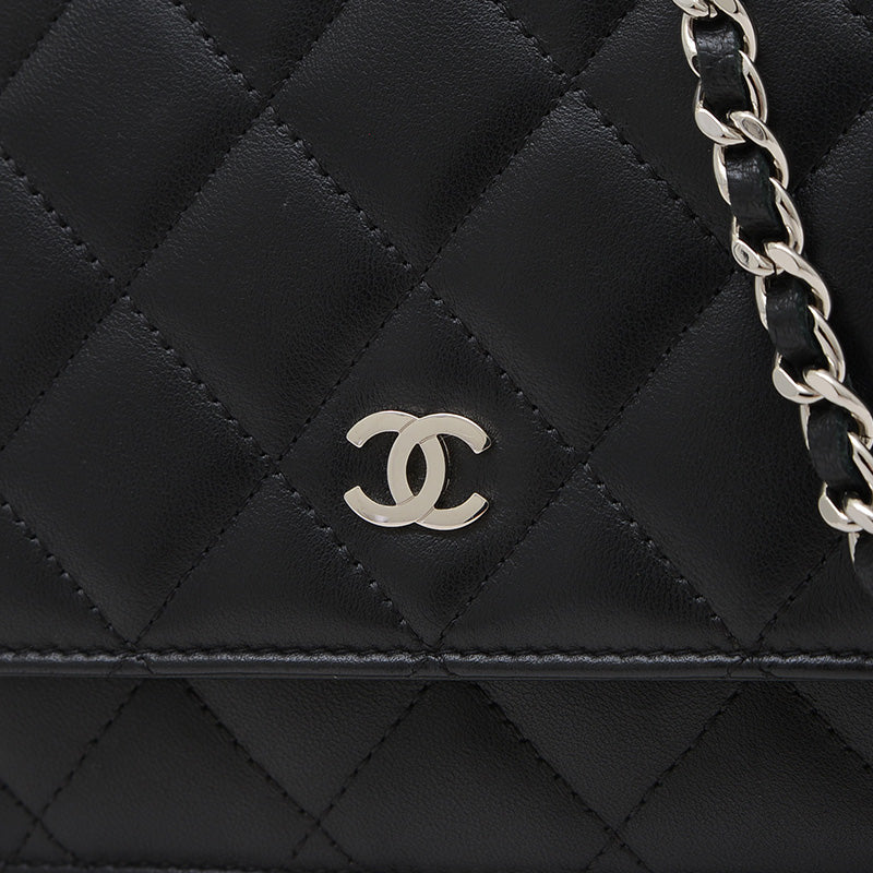 マトラッセ チェーンウォレット ラムスキン ブラック シルバー金具 A33814 ショルダーバッグ