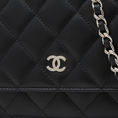 マトラッセ チェーンウォレット ラムスキン ブラック シルバー金具 A33814 ショルダーバッグ