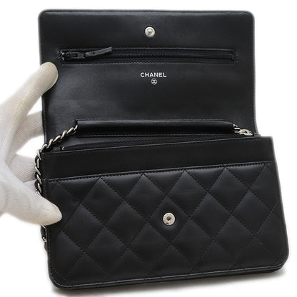 マトラッセ チェーンウォレット ラムスキン ブラック シルバー金具 A33814 ショルダーバッグ