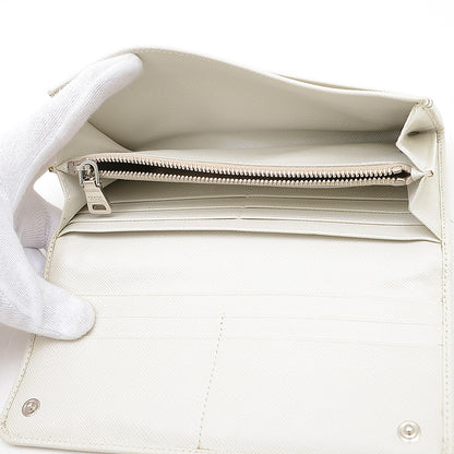 サフィアーノ 二つ折り長財布 レザー/スタッズ/ラインストーン ホワイト 1MH132 長財布