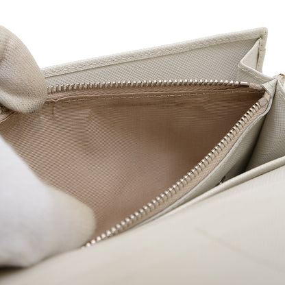 サフィアーノ 二つ折り長財布 レザー/スタッズ/ラインストーン ホワイト 1MH132 長財布