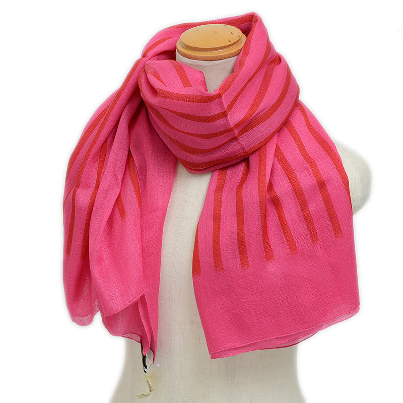 大判ショール 140 H バイブレーション カシミヤ混 ローズ/ルージュ ストール
