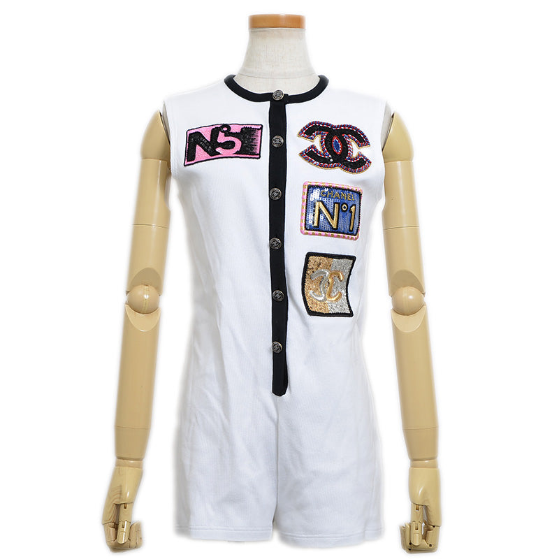 ジャンプスーツ エンブロイダリー コットン ホワイト/マルチカラー #36 ツナギ