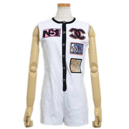 ジャンプスーツ エンブロイダリー コットン ホワイト/マルチカラー #36 ツナギ