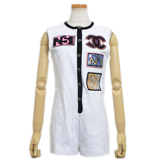 ジャンプスーツ エンブロイダリー コットン ホワイト/マルチカラー #36 ツナギ