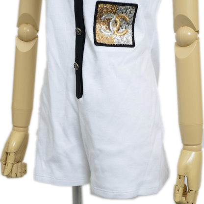 ジャンプスーツ エンブロイダリー コットン ホワイト/マルチカラー #36 ツナギ