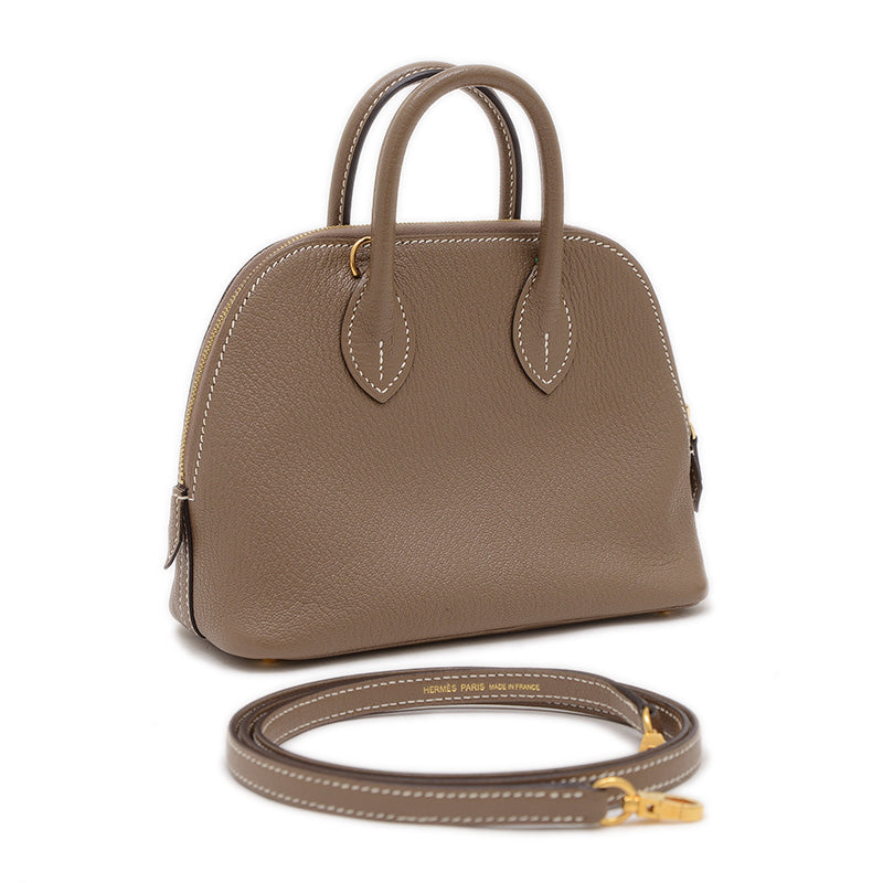 ボリード1923 ミニ シェーブル エトゥープ ゴールド金具 Z刻印 ハンドバッグ