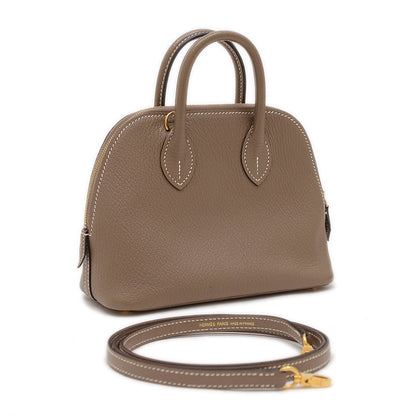 ボリード1923 ミニ シェーブル エトゥープ ゴールド金具 Z刻印 ハンドバッグ