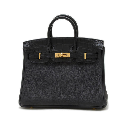 バーキン25 タッチ トゴ/アリゲーター ブラック ゴールド金具 K刻印 ハンドバッグ