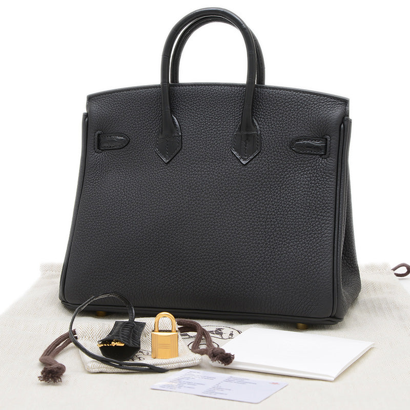 バーキン25 タッチ トゴ/アリゲーター ブラック ゴールド金具 K刻印 ハンドバッグ