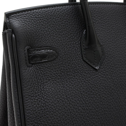 バーキン25 タッチ トゴ/アリゲーター ブラック ゴールド金具 K刻印 ハンドバッグ