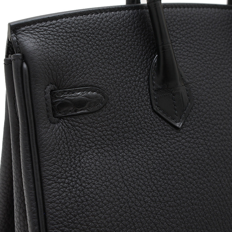 バーキン25 タッチ トゴ/アリゲーター ブラック ゴールド金具 K刻印 ハンドバッグ