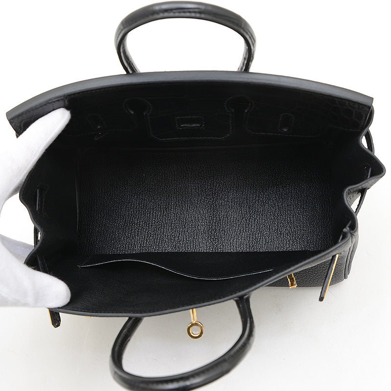 バーキン25 タッチ トゴ/アリゲーター ブラック ゴールド金具 K刻印 ハンドバッグ