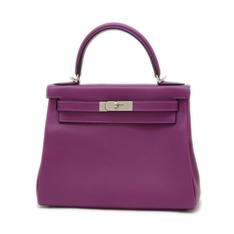 ケリー28 内縫い エバーカラー アネモネ シルバー金具 Z刻印 ハンドバッグ