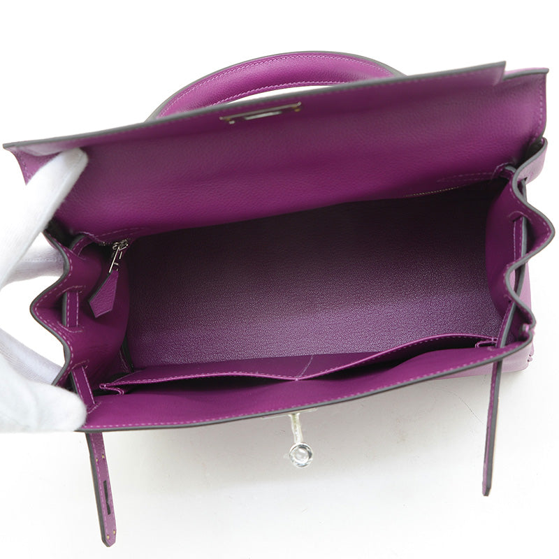 ケリー28 内縫い エバーカラー アネモネ シルバー金具 Z刻印 ハンドバッグ