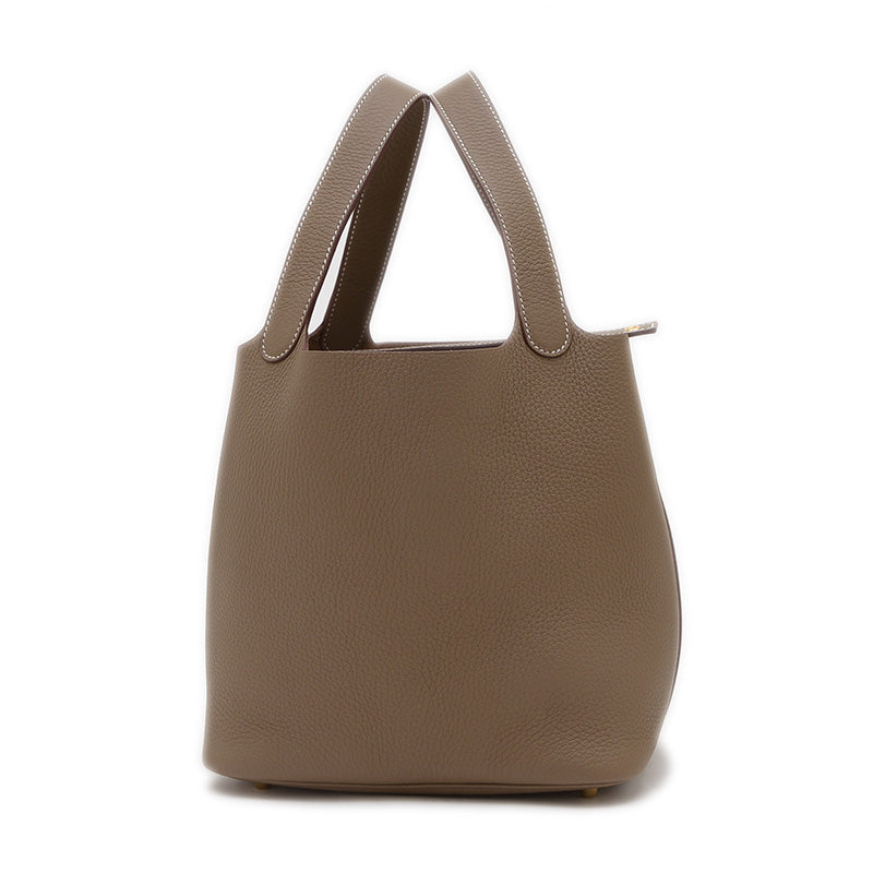 ピコタンロック MM 22 エトゥープ ゴールド金具 W刻印 ハンドバッグ